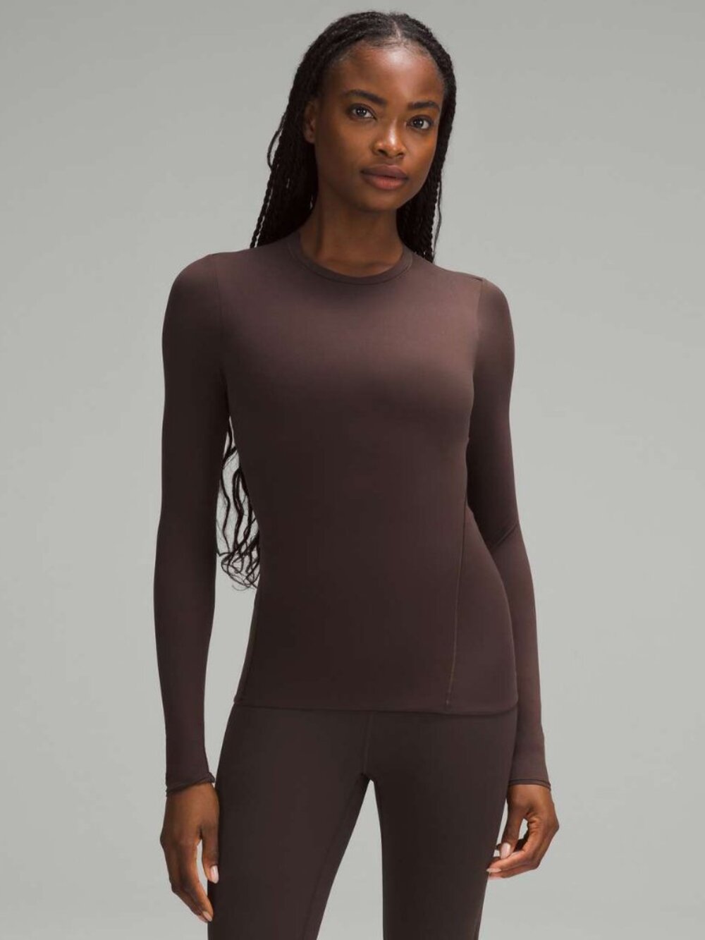lululemon athletica wundermost crewneck long sleeve brown shirt